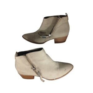 Circus by Sam Edelman Heidi Ankle Boots Taupe Suede Side Zip Pointed Toe Size 7M